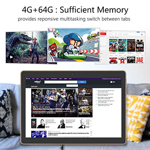 4G LTE Tablet 10 Pulgadas YOTOPT - Android 9.0, 4GB RAM y 64GB ROM, GPS/Bluetooth/WiFi Soporte (Negro)