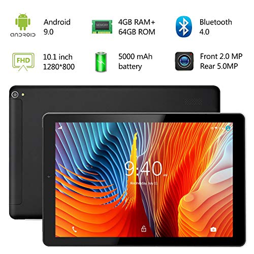4G LTE Tablet 10 Pulgadas YOTOPT - Android 9.0, 4GB RAM y 64GB ROM, GPS/Bluetooth/WiFi Soporte (Negro)