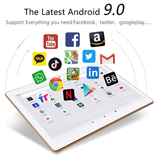 4G LTE Tablet 10 Pulgadas YOTOPT - Android 9.0, 4GB RAM y 64GB ROM, GPS/Bluetooth/WiFi Soporte (Oro)