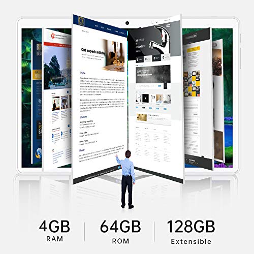 4G Tablets 10.1 Pulgadas, 4GB RAM+ 64GB ROM 2 in 1 Tablet con Teclado Android 9.0 Tablet PC con Quad-Core 8MP 8000mAh Moviles Buenos o Tablets Puede Llamar Apoyo Dual SIM WiFi/Bluetooth/OTG (Oro)