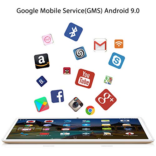 4G Tablets 10.1 Pulgadas, 4GB RAM+ 64GB ROM 2 in 1 Tablet con Teclado Android 9.0 Tablet PC con Quad-Core 8MP 8000mAh Moviles Buenos o Tablets Puede Llamar Apoyo Dual SIM WiFi/Bluetooth/OTG (Oro)
