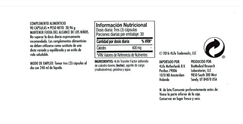 4Life Transfer Factor Classic - 90 cápsulas - Original - El producto más SUAVE Transfer Factor - para uso general - Unisex - Hecho de Cow Colostrum (bovinum) solamente