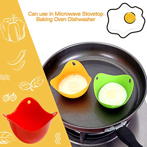 4Pcs Egg Poacher, Mini Silicone Egg Poaching Cups Egg Cooker Egg Poacher Poaching Pods, For Microwave, Egg Poacher Pan, Egg Cookware, Stovetop, BPA Free, Dishwasher Safe