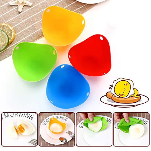 4Pcs Egg Poacher, Mini Silicone Egg Poaching Cups Egg Cooker Egg Poacher Poaching Pods, For Microwave, Egg Poacher Pan, Egg Cookware, Stovetop, BPA Free, Dishwasher Safe