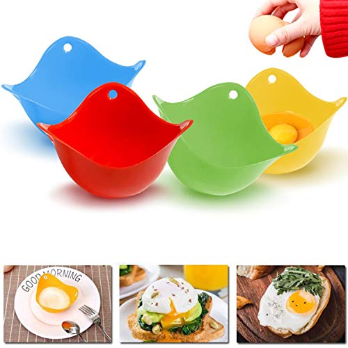 4Pcs Egg Poacher, Mini Silicone Egg Poaching Cups Egg Cooker Egg Poacher Poaching Pods, For Microwave, Egg Poacher Pan, Egg Cookware, Stovetop, BPA Free, Dishwasher Safe