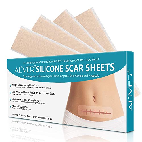 (4pcs) Hojas de silicona para la eliminación de cicatrices para secciones en C, trata y previene tratamientos de reducción de cicatrices, tiras de tela adhesiva suave