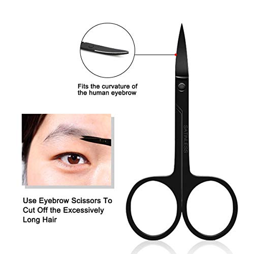 4Piezas Pinzas Cejas Set de Recorte de Cejas con Pinzas, Maquinilla de Afeitar, Tijeras Plantillas Cejas Acero Inoxidable Profesional Kit de Cuidado de Cejas para Mujeres