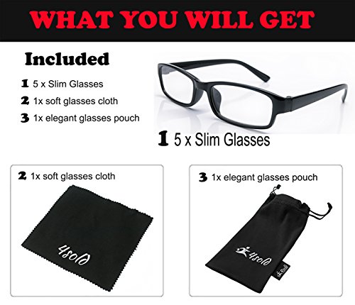 4sold Gafas de Lectura Presbicia Vista Cansada - (Pack 5) Graduadas fde 0.5 a 4.00 Dioptrías Montura de Pasta Azul Marrón Negra Carey Diseño Moda Hombre Mujer Unisex Lentes de Aumento (Black, 0.75)