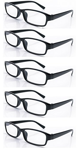 4sold Gafas de Lectura Presbicia Vista Cansada - (Pack 5) Graduadas fde 0.5 a 4.00 Dioptrías Montura de Pasta Azul Marrón Negra Carey Diseño Moda Hombre Mujer Unisex Lentes de Aumento (Black, 0.75)