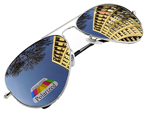 4sold Gafas de sol polarizadas de estilo para niño en muchos colores, gafas de sol infantiles unisex estilo Silver Frame Silver Polarized Mirror (silver)