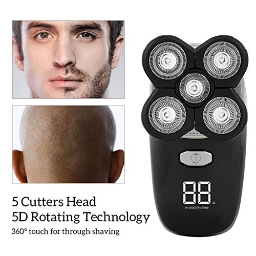 5 en 1 Afeitadora Eléctrica,Recortador de Barba Inalámbrico de Carga USB,Cortapelos Hombre- Con Pantalla,Para Vello Facial,Corporal y de Nariz
