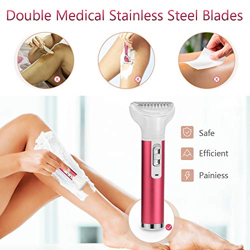 5 en 1 Depilación Facial, Afeitadora Depiladora Mujer Eléctricas Vello Sin Dolor Recortador Depilación de Nariz USB Recargable Impermeable para Mejillas Labios Barbilla y Cuello Unisexo Regalo