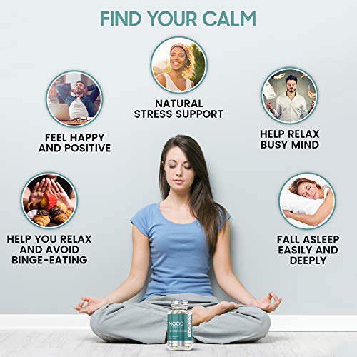 5 HTP Mood Complex - Suplemento para el Estado de Ánimo, Mejora el Insomnio y Disminuye el Estrés y la Ansiedad - Con vitamina C, B6, B12, B5, Ácido Fólico, Magnesio, Zinc, 60 Cápsulas Veganas