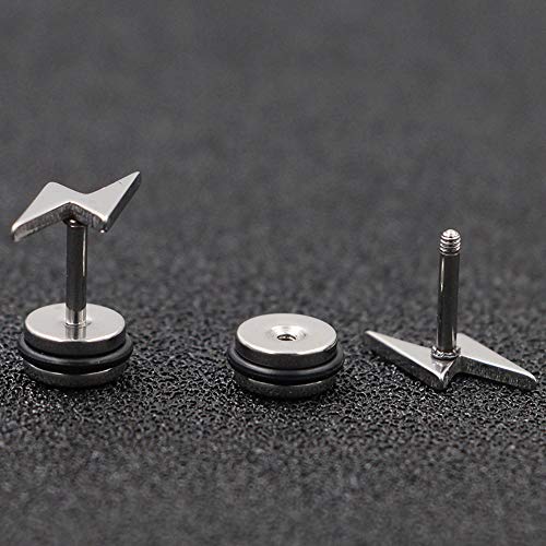 5 Pairs Stainless Steel Stud Earrings Set for Men Women Girl Boy, Men Earrings Gold, Lightning Silver Earrings for women, Titanium Black Earrings Studs Small Piercing Plugs Tunnel Hypoallergenic 8MM