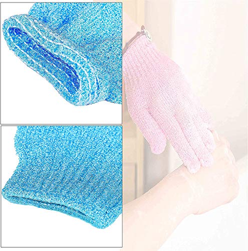 5 pares Guantes exfoliantes de doble cara Guantes de baño, Guantes de ducha para el cuerpo, Guantes de baño de lavado de doble cara para ducha Cuerpo Spa Masaje Eliminador de células de piel muerta