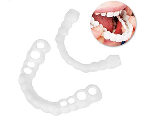 5 Pares Tirantes Carillas Dentadura Postiza Falso Dientes A Hacer Blanco Diente Hermosa Ordenado con Caja 8 Agujeros En Los Superior Dientes Y 6 6 Agujeros En Los Inferior Dientes
