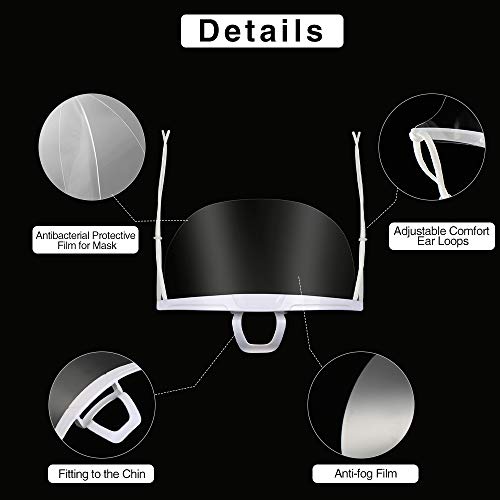 5 Piezas Boca Visera pantalla facial Cubierta de boca transparente protección facial anti-salpicaduras Para hostelería, dentistas, peluqueros transparente reutilizable