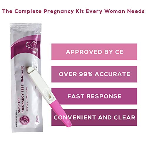 5 Pruebas de Embarazo Hcg, Test de Embarazo 10miu/Ml Formato Midstream Alta Sensibilidad y Fácil Uso