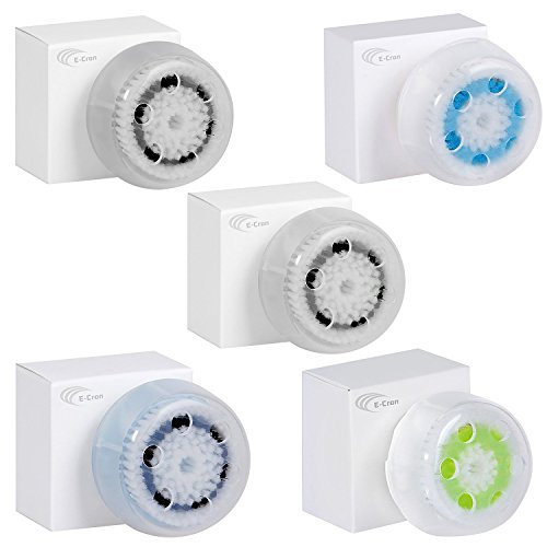 5 x cabezas de cepillo E-Cron. Cabezal de cepillo compatible para la limpieza facial para la piel sensible (Sensitive), Normal, delicado (Delicate), poros profundos (Deep Pore) y acne(Acne) de Clarisonic. …