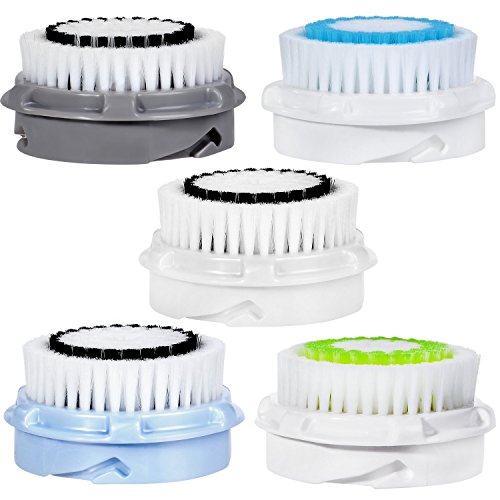 5 x cabezas de cepillo E-Cron. Cabezal de cepillo compatible para la limpieza facial para la piel sensible (Sensitive), Normal, delicado (Delicate), poros profundos (Deep Pore) y acne(Acne) de Clarisonic. …
