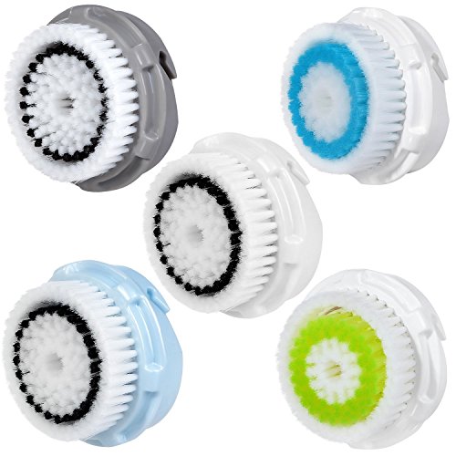 5 x cabezas de cepillo E-Cron. Cabezal de cepillo compatible para la limpieza facial para la piel sensible (Sensitive), Normal, delicado (Delicate), poros profundos (Deep Pore) y acne(Acne) de Clarisonic. …