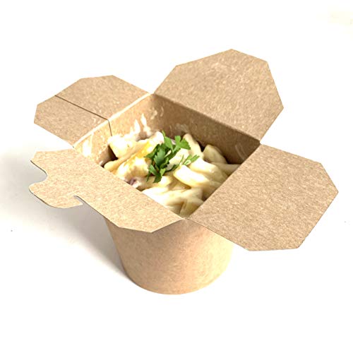 50 Cajas de cartón Caja de Pasta para Fideos Platos cocinados en Pasta Platos asiáticos y orientales Comida para Llevar (480ml)