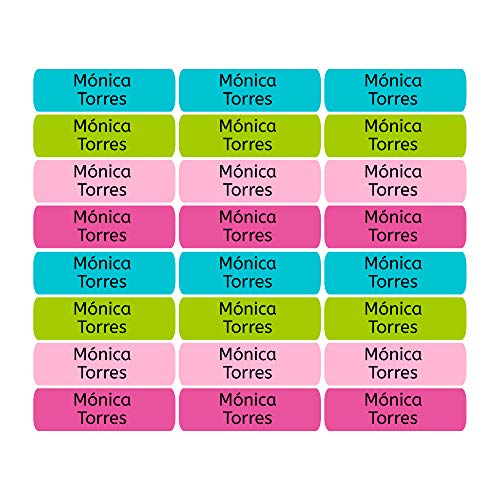 50 Etiquetas Adhesivas Personalizadas para marcar objetos, libros, fiambreras, etc. Medida 6 x 2 cm. Color 9