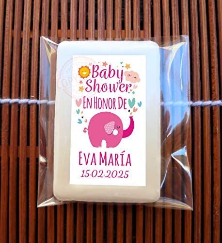 50 Jabones Personalizados + 2 Cestos - Recuerdos y Detalles de Bautizo y Baby Shower Niña Para Invitados - Regalo Original
