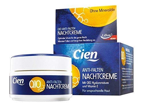 50 ml Crema de Noche Antiarrugas Q10 - con Q10, ácido hialurónico y vitamina E - para pieles sensibles