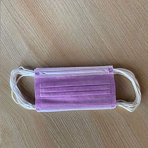 50 Piezas Adulto Protección, ???????????, 3 Capas Transpirables con Elástico para Los Oídos Seguro Suave Transpirable Protección personal diaria, Polvo ?outh Protección (Morado)