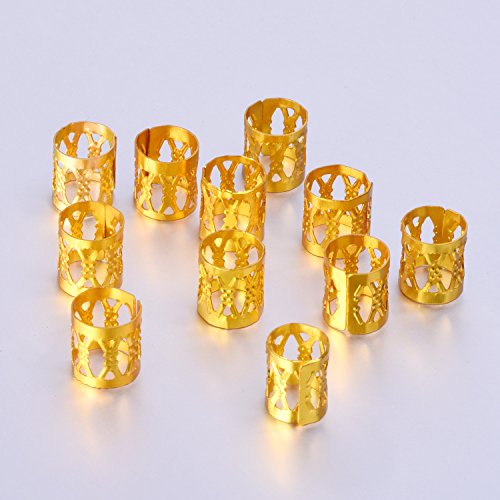 50 Piezas Dreadlocks Beads Anillos de Rastas de Aluminio Ajustables Decoración de Pelo Trenzado (Dorado)