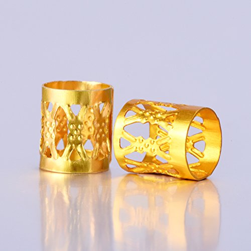50 Piezas Dreadlocks Beads Anillos de Rastas de Aluminio Ajustables Decoración de Pelo Trenzado (Dorado)