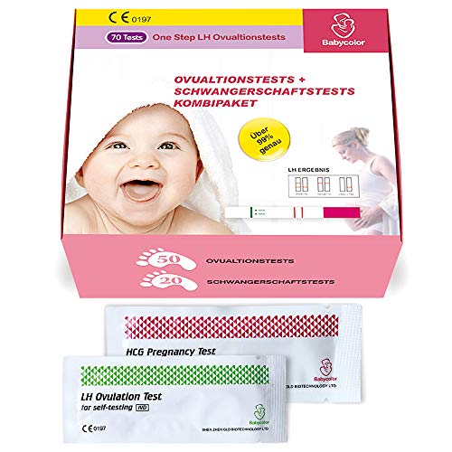 50 Pruebas de Ovulación 20 mIU/ml y 20 Tests de Embarazo 10mIU/ml -Babycolor