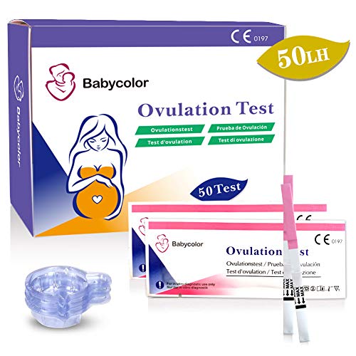 50 Pruebas de Ovulación ultrasensibles 20mIU/ml, Formato 3 MM.Test Ovulación, Kits de Tests de Ovulación y Fertilidad - 50 Taza de orina