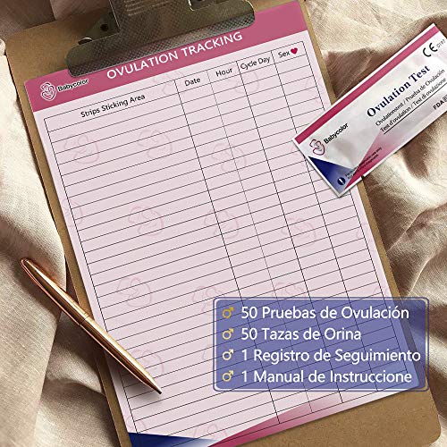 50 Pruebas de Ovulación ultrasensibles 20mIU/ml, Formato 3 MM.Test Ovulación, Kits de Tests de Ovulación y Fertilidad - 50 Taza de orina