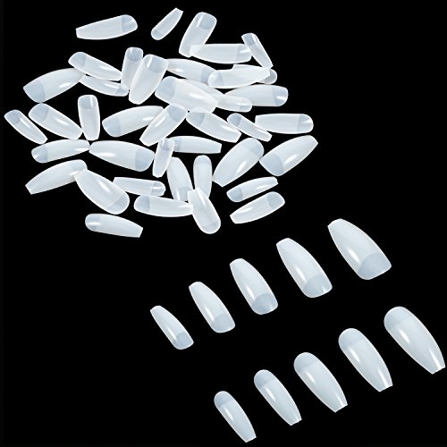 500 Piezas de Uña Larga de Bailarina en Forma de Ataúd Puntas de Uñas Falsas de Acrílico, 10 Tamaños y Color Natural