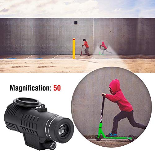 50x60 Telescopio Monocular, Alta Potencia Alcance Monocular Observación de Aves Caza HD Telescopio Monocular de un Solo Tubo Alcance con Trípode Clip para Teléfono Móvil Acampar Viajar