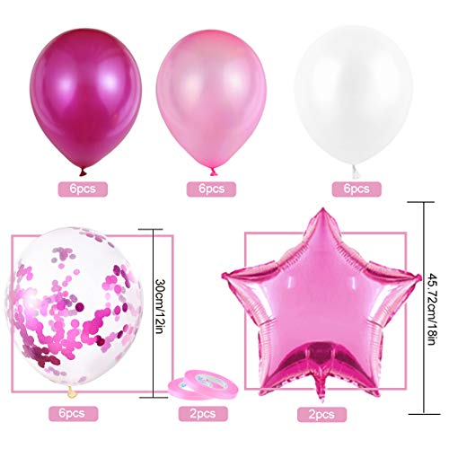 5er Cumpleaños Globos, Decoración de cumpleaños 5 en Rosas, Feliz cumpleaños Decoración Globos 5 Años, Globos Numeros para Fiestas,Globos de Aluminio para Niñas