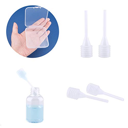 6 embudos pequeños de metal con 2 paquetes de mini pipeta y caja de almacenamiento de plástico para rellenar pequeñas mini botellas atomizador perfume líquido loción – oro/plata