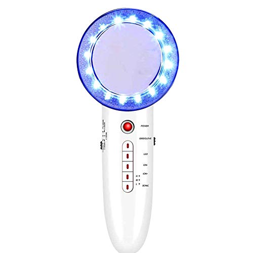 6 en 1 LED Fotón Instrumento de Belleza Recubrimiento Por Ultrasonidos Quemador de Grasa Ems Plástico Masajeador en Cruz Facial Lifting Antienvejecimiento Máquina de Fototerapia