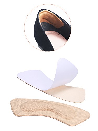 6 Pares Almohadilla de Talón Agarre de Zapatos de Tacón Plantillas Autoadhesivas de Zapato Protector de Cuidado de Pies (Caqui)
