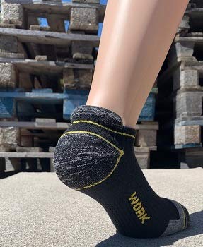 6 pares de calcetines técnicos de trabajo, deporte y tiempo libre, de algodón de alta resistencia, aptos para zapatos de seguridad con talón y punta reforzados, en 3 colores surtidos (Tg. 43/46)