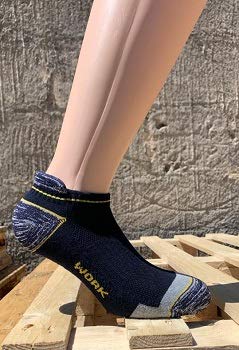 6 pares de calcetines técnicos de trabajo, deporte y tiempo libre, de algodón de alta resistencia, aptos para zapatos de seguridad con talón y punta reforzados, en 3 colores surtidos (Tg. 43/46)