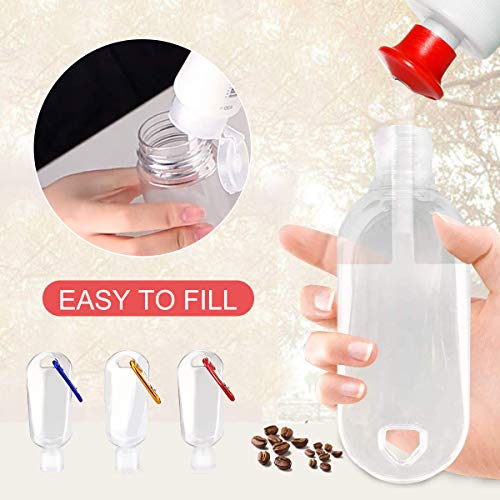 6 PCS 60ml Botellas de Viaje, BoloShine Botella Recargable Vacía Transparente, Contenedores de Viaje de Plástico con Clip para Llavero para Desinfectante de Manos Champú Cosméticos Loción