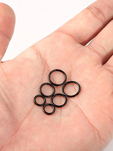 6 Piezas 16 Gauge de Aro de Nariz de Acero Inoxidable Joyería de Piercing de Labio Oreja, 3 Tamaños (Negro)