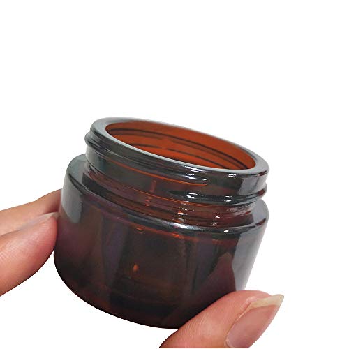 6 Piezas 30ml Tarros de Cristal de Ámbar con Tapa, Rellenables Botella de Pot Recipiente para Salve Crema Facial Loción Aromaterapia