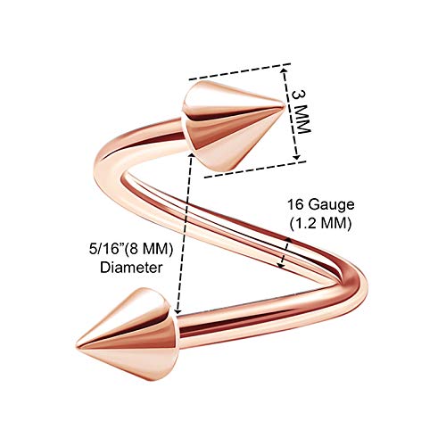 6 piezas de acero quirúrgico trenzado de calibre 16 3 mm cono cartílago cejas Lobe Rim Pendientes Helix Piercing joyería elegir tamaños
