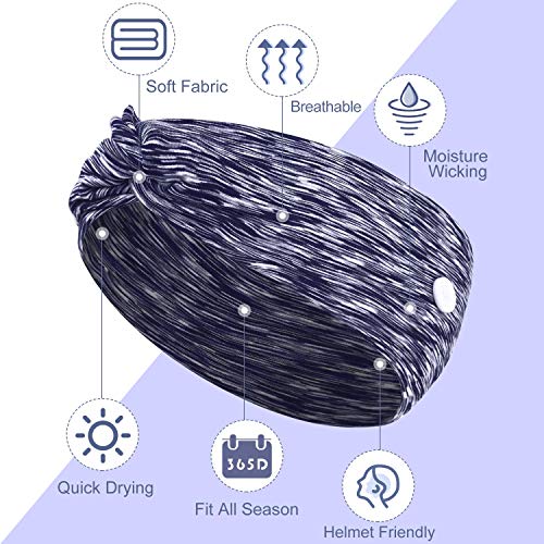 6 Piezas Diademas de Envoltura con Botones Diademas Anudados con Botones Diademas Anchas Elásticas Deportes Yoga Pañuelos de Turbante Nudo Retorcido para Mujer Correr Viaje al Aire Libre