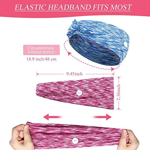 6 Piezas Diademas de Envoltura con Botones Diademas Anudados con Botones Diademas Anchas Elásticas Deportes Yoga Pañuelos de Turbante Nudo Retorcido para Mujer Correr Viaje al Aire Libre