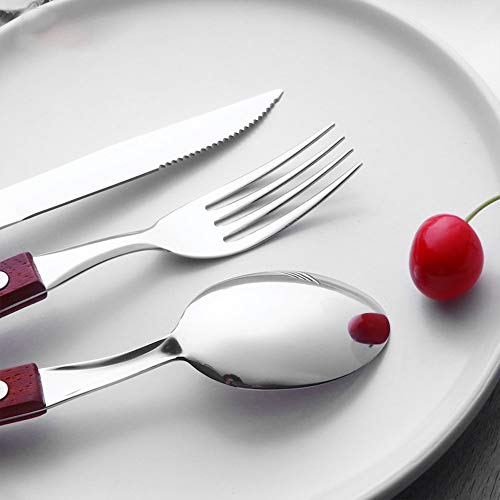 6 Piezas Utensilios Portátiles con 2 Cajas, AUHOTA Prima Acero Inoxidable Juegos de Cubiertos, Reutilizable y Ecológico Cuchillo Tenedor Cuchara para Camping Llevar Picnic Oficina (Estilo B)